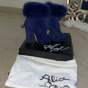 Alice + Olivia Genuine Suede and Fur Boots
